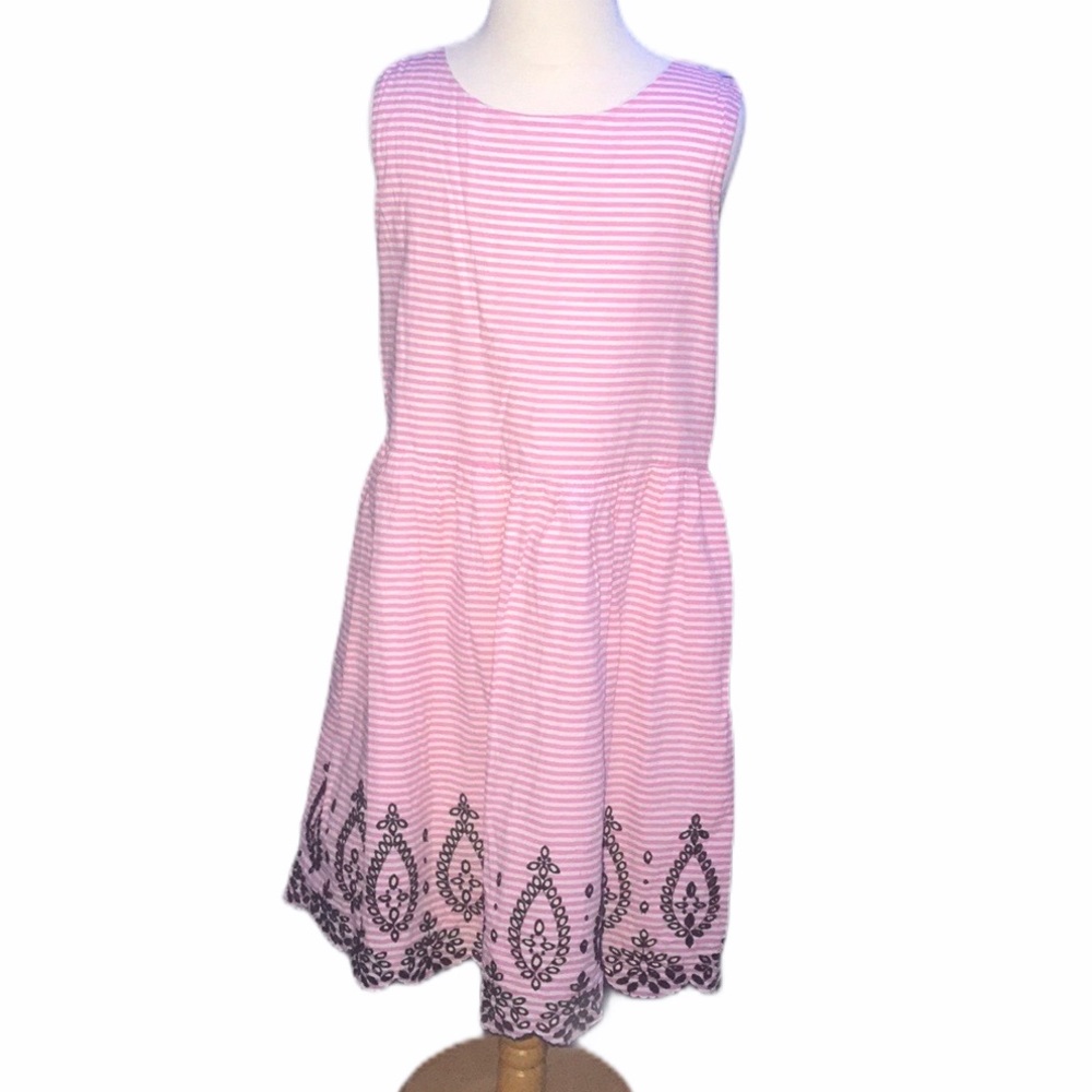 Gap Kids Summer Dress Pink White Striped girls 12 plus preppy